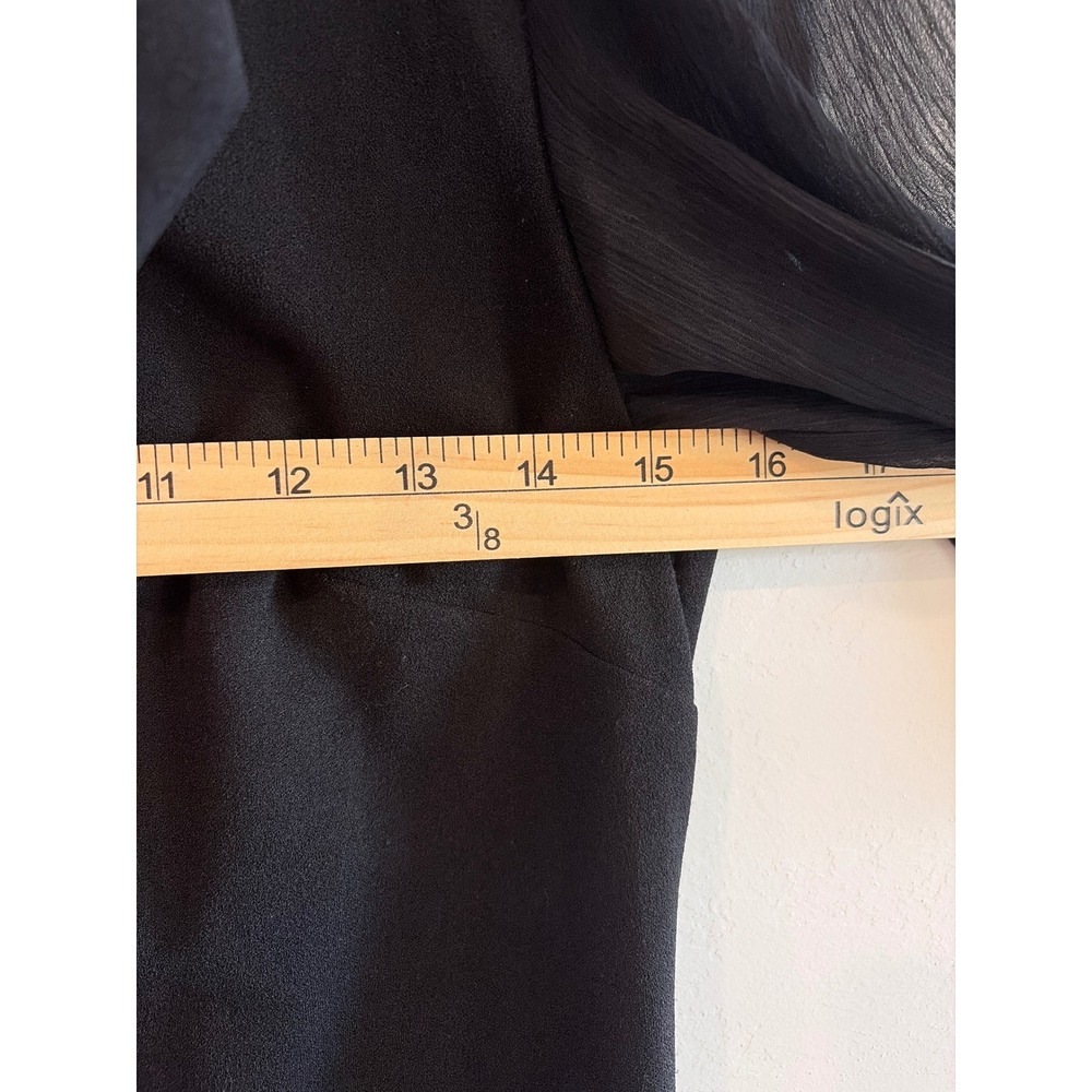 Calvin Klein Black Mock Neck Tie Bow Sheer Sleeve Shift Dress CD3C1P2X Size 4 - Picture 4 of 10